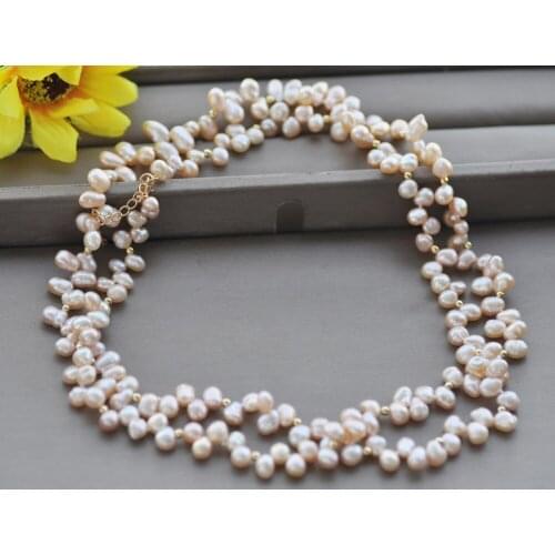Z11060 37" 8mm Pink Baroque Lamina KESHI Pearl Necklace