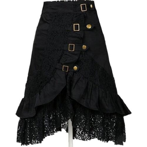 Womens autumn wind speed sell through Europe and the United States lace goth punk rock skirts woven dress