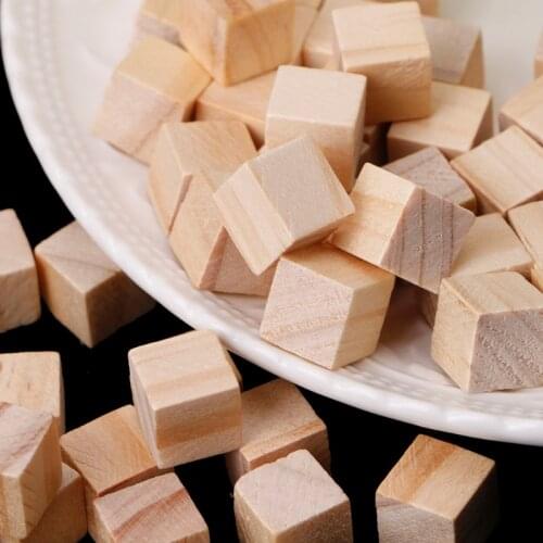 10/25/25mm Wooden Square Blocks Mini Cubes Embellishment for Woodwork Craft DIY K1MF