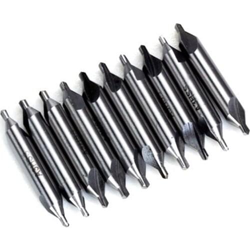 10Pcs 3X8mm HSS Center Drill Bit 2 Flutes 60 Degree Angle Precision Combined Countersinks Drill Kit Machining Power Tool