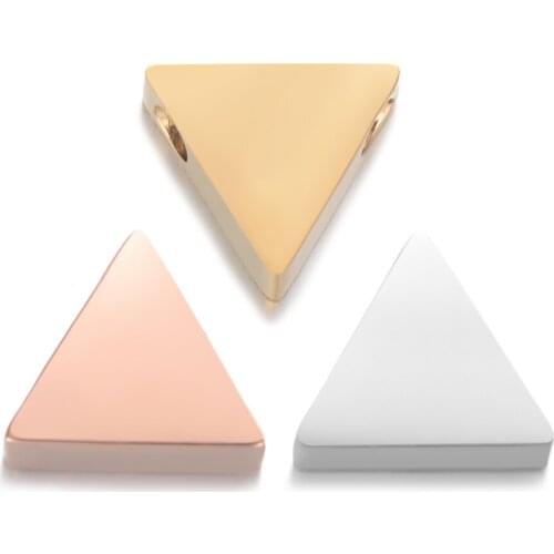 10pcs/Lot Stainless Steel Mirror Polished Small Hole Bead Charm Triangle Shaped Beads DIY Accessories 9*8mm