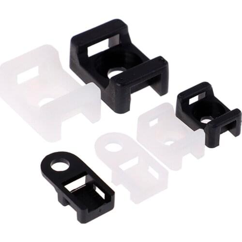 100PCs Cable Tie Mount Wire Buddle Saddle Type Plastic Holder White Black