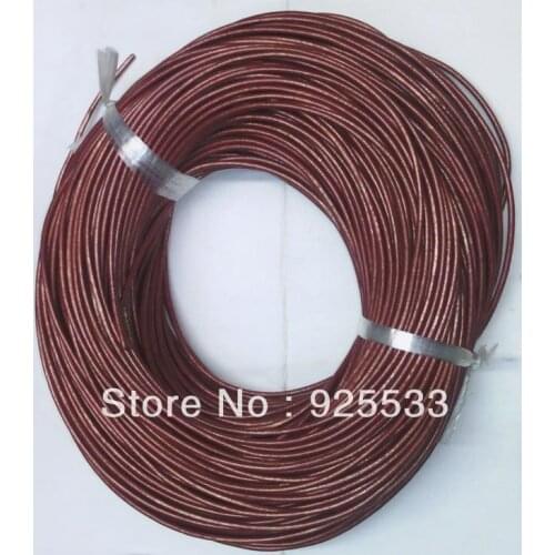 100yards/Roll Pearly Lustre Red Brown True cowhide Beading Cord 2mm Wire Handcraft Accessories for bracelet DIY free shiping