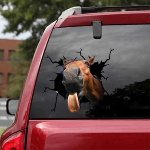 Animal Horse Sticker Car 3D Funny Simulation Waterproof Decal Modeling Accessories for t.u.k.Window Bathroom