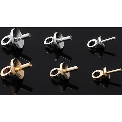50pcs Metal Copper Tone Screw Eyes Bails Top Drilled Beads End Caps Pendant DIY Charms Connectors Jewelry Accessories