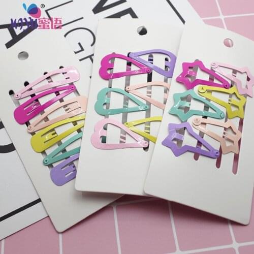 6 PCS New Lovely Cartoon Heart Type Metal Candy Color Girls Hairpins Hair Clip Kids Headwear Children Accessories Baby BB Clips