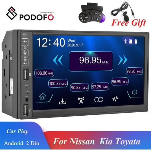 Podofo 7 inch MP5 Carplay 2 Din Car Multimedia Player For Nissan Hyundai Kia Toyata Chevrolet Ford Suzuki With Microphone Radio