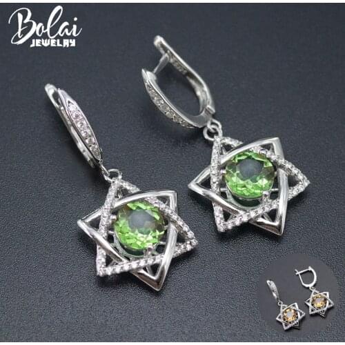 Bolai Color Changing Zultanit Clip Dangle Star Earrings Solid 925 Sterling Silver Nano Diaspore Trend Jewelry Womens Christmas