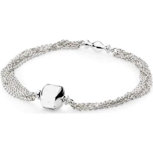 Multi-Strand One Clip Station Bracelet 100% 925 Sterling Silver Diseny Bracelet Fit Original European Charms Diy Jewelry