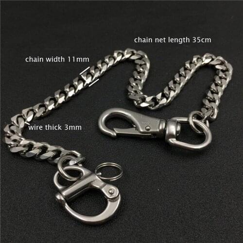 DIY solid stainless steel metal buckle chain with snap hook leather craft bag wallet jeans trousers decoration