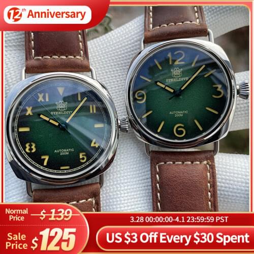 STEELDIVE 200m Mens Diver Mechanical Watch Waterproof Luminous Automatic Watches Luxury 316L Steel watches men