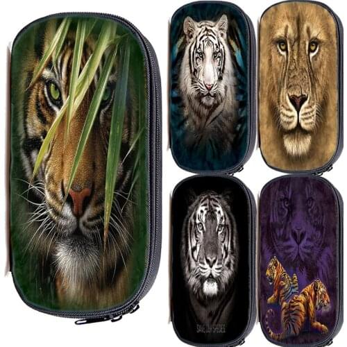 Animal Lion Tiger Wolf Panda Pen Bags Pencil Case for Students Boys Girls Stationery Storage Pouch School Supplie Pencil Pouch