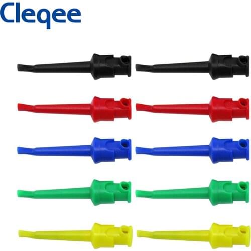 Cleqee P5002 10PCS Test Hook Clip Grabber Multimeter Part High Quality Test Probe Clamp SMT/SMD IC D20 Cable Welding
