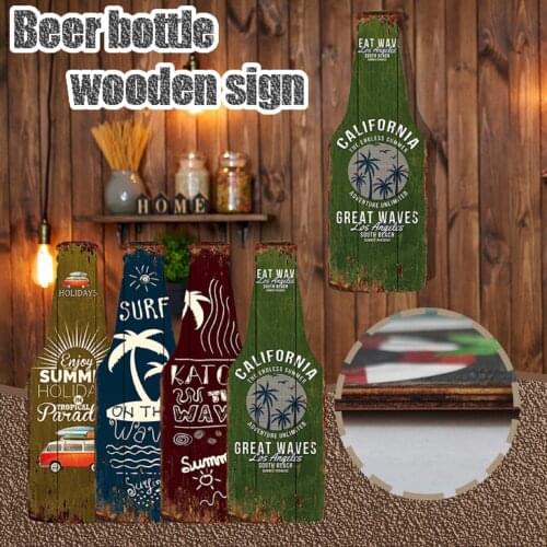 Wooden Wall Bottle Sign Retro Beer Bottle Opener Wall Hanging Cafe Bar Restaurant Vintage Style wall Pendant Retro Home Decor