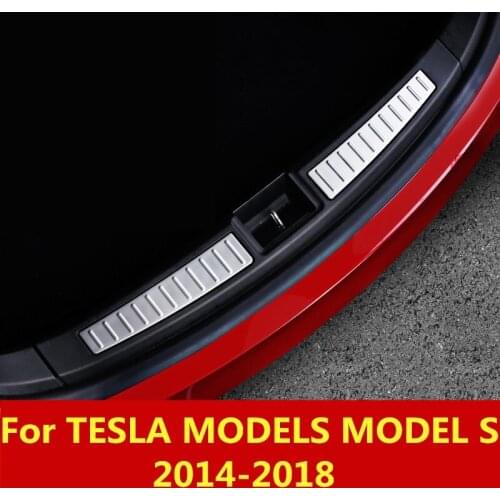 For TESLA MODELS MODEL S 2014-2018 stainless steel Exterior Interior Rear Trunk Bumper Scuff Plate Door Sill Auto Accessories