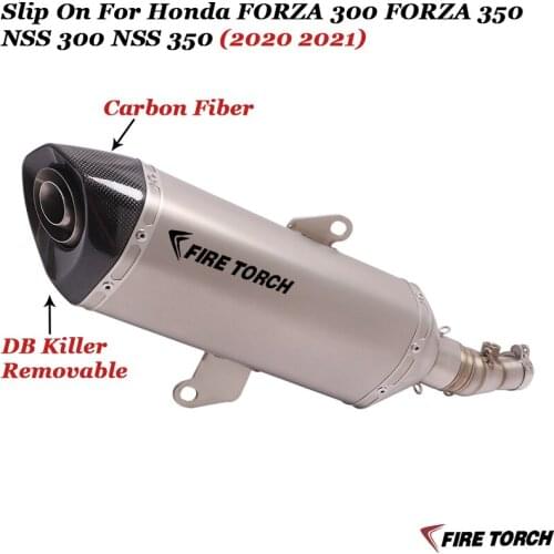 For Honda FORZA 300 FORZA 350 NSS 300 NSS 350 2020 - 2021 Motorcycle Carbon Fiber Exhaust Muffler Middle Link Pipe Slip On