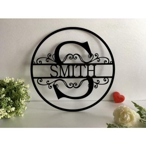 Personalized Last Name Family Sign Initial Split Letter Outdoor Custom House Monogram Hanging Front Door Wreath Wedding Gift Han