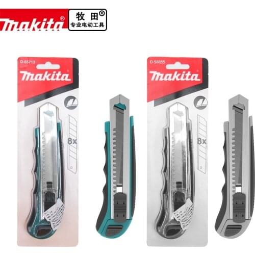 Makita Sliding Blade Knife Industrial Multifunctional Wallpaper Knife Paper Cutting Tool With 8 Manganese Steel Blades D-65713