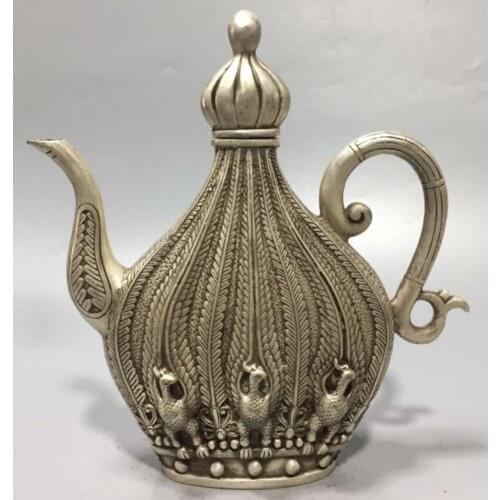 China White copper peacock teapot crafts statue