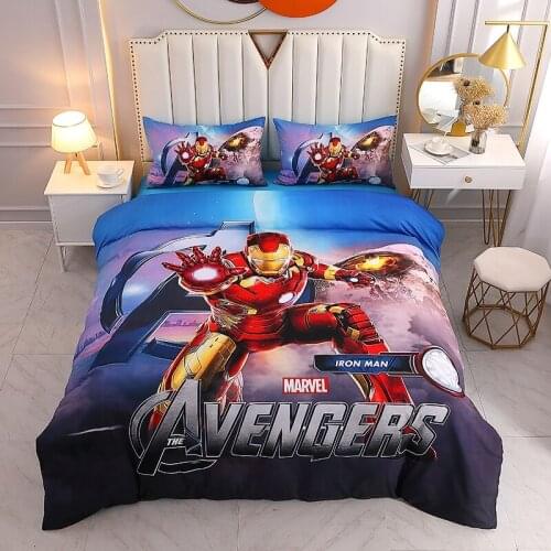 Marvel The Avengers Iron Man 3d Cartoon Bedding Set Adult Children Boys Duvet Cover Set Bed Sheet Pillowcase Single Double Size