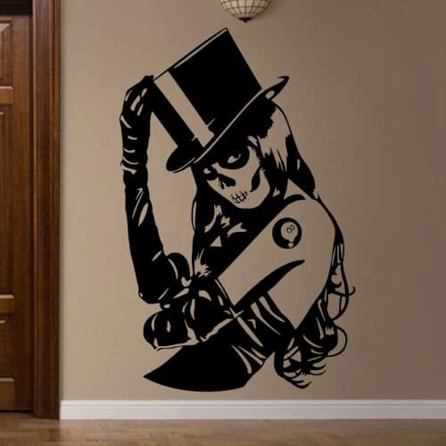 Candy Sugar Skull Girl Rockabilly Tattoo Decor Vinyl Wall Sticker Interior Tattoo Studio Shop Window Decals Mural Removable 4733