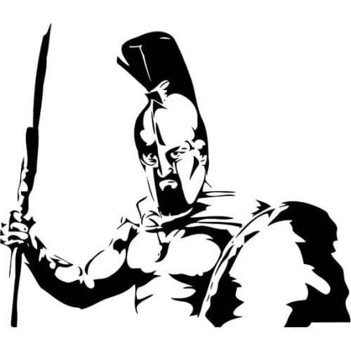 Angry Firece Handsome Roman Soldier Covering The Body Warrior Car Sticker Black/Silver Vinyl 16cm*14cm