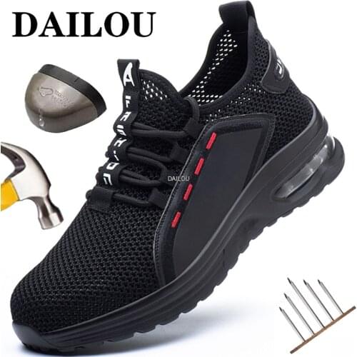 Men Safety Shoes Anti-puncture Work Shoes Anti-smash Work Sneakers Comfort Men Shoes Lightweight Steel Toe Shoes Safety Boots 48