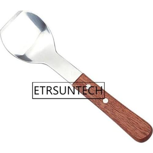 50pcs Stainless Steel Ice Cream Spoon with Wooden Handle Dessert Scoop Spade Butter Cutter