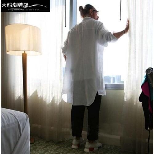 M-6XL!!! 2020 spring new arrival mens clothing irregular long-sleeve shirt slim male