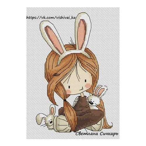 Little Pirate Counted Cross Stitch Kit Cross stitch RS cotton with cross stitch Bunny girl