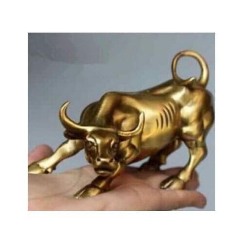Copper Brass CHINESE crafts Asian Exquisite Chinese Handmade Fierce Bull OX Statue