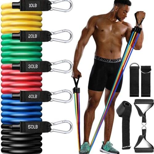 11Pcs Upgrade Resistance Bands Set Stackable Up to 150 lbs Fitness Workout Bands Muscle Exercise Band With Door Anchor Legs Rope