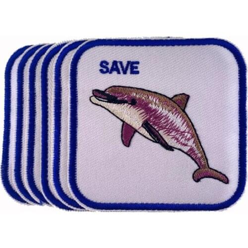 2/10Pcs Dolphin badges embroidered patches sewing applique Iron patches for clothing sticker DIY decorative