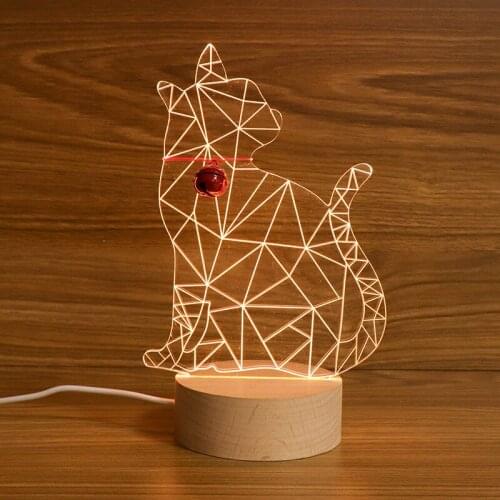 Novelty 3D Cat Night Light Cat Wooden USB Cat Lamp Funny On Ebay