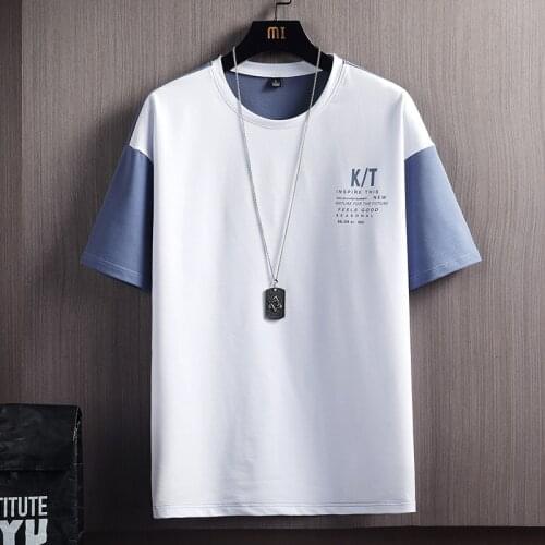 New Mens T Shirts Solid Patchwork Summer Male Casual Hip Hop Streetwear Tops Tees Shirts O-Neck Short Sleeve T-shirts Harajuku