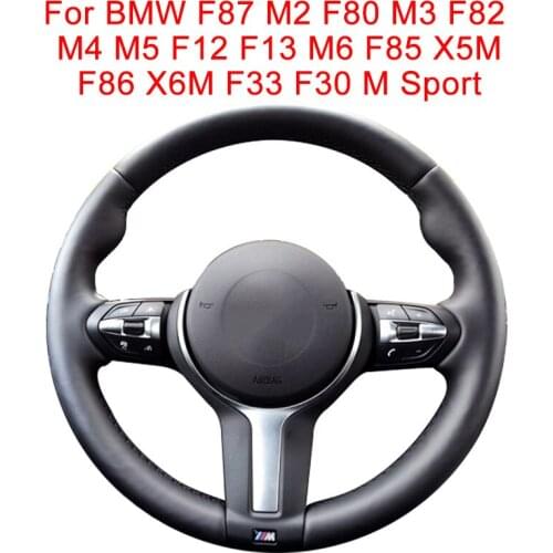 Steering Wheel Cover For BMW F87 M2 F80 M3 F82 M4 M5 F12 F13 M6 F85 X5M F86 X6M F33 F30 M Sport Leather Braid For Steering Wheel