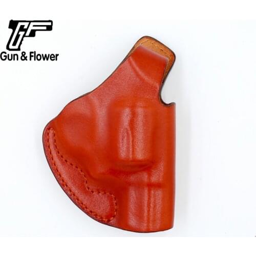 Gun&Flower Taurus T85 RevolverOutside the Waistband Leather Holster Pistol Pouch Case Hunting Accessory Brwon Right Hand