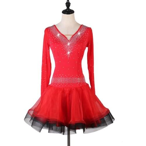 Latin dress competition dresses junior kids women samba rumba tango latin dance dress red purple lq116