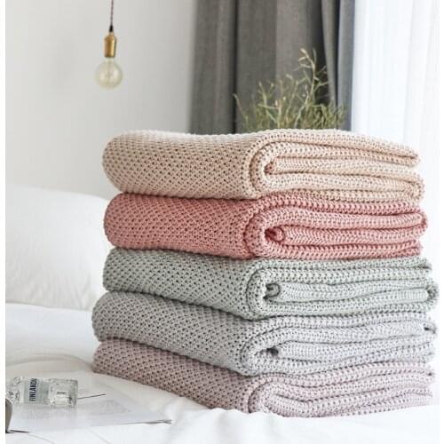 All cotton knit blanket home soft outfit bed end blankets for Winter Bed Sofa Plane Thick Yarn Knitting Throw Cover Blanket