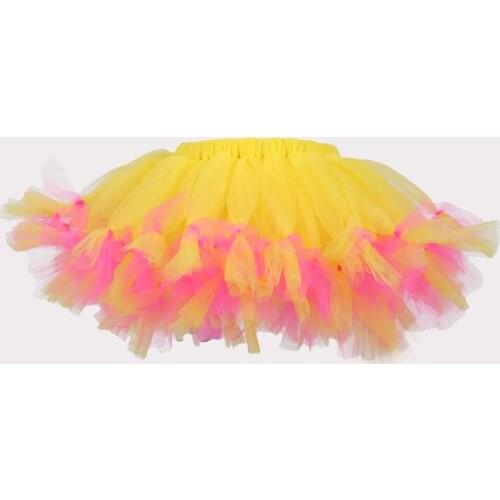 Purtulle Yellow/Hot Pink Fluffy Tulle Tutu Skirt for Girls-Fits Newborn to Young Girls-Baby Girl Clothes Tutus-Photo Props
