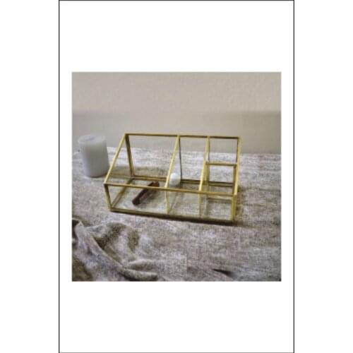 Five Compartments Brass Makeup Organizer Nail Polish Cosmetic Storage Jewelry Storage Box Lipstick Holder