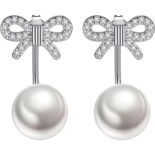 Girl Jewelry S925 Silver Earring Sparkling Bow Sentiment Stud Earring For Women Wedding Gift Lady Fashion Zircon