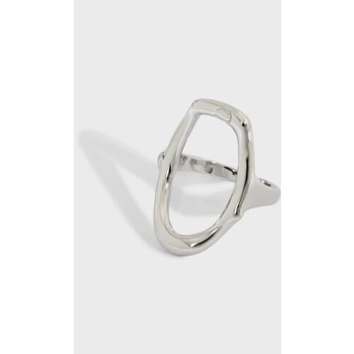 SHANICE S925 Sterling Silver Open Ring Minimalist Irregular Hollow Ellipse Gold Silver Color Geometric Ring For Women Open Ring