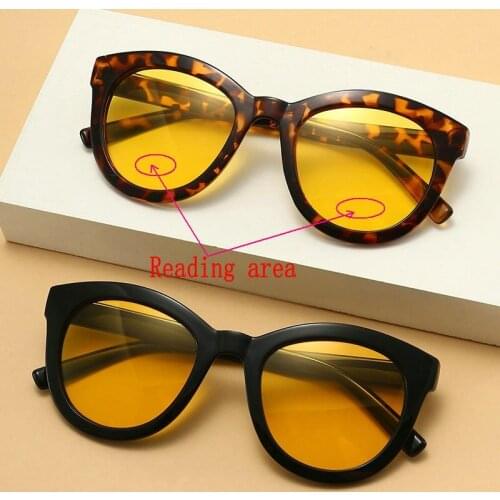 Bifocal Lenses Reader Magnifying Reading sunglasses women yelloww Lens night vision driving Sunglass Glasses Magnifier NX