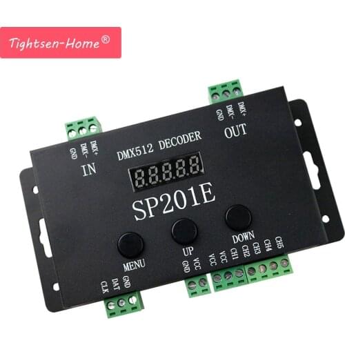 SP201E DMX512 Decoder controller SPI Signal Addressable RGB IC led strip Pixel LED 5 Channel PWM Output WS2812B UCS1903 TM1804