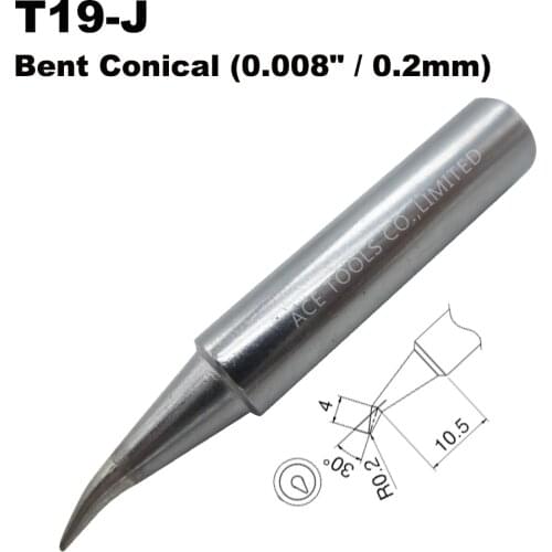 T19-J Soldering Tip Conical 0.2mm Replacement Fit HAKKO FX-601 Lead Free Iron Bit Nozzle Handle Welding Pencil