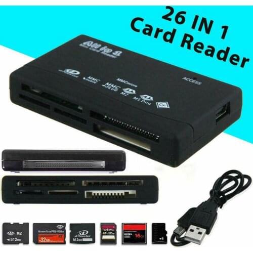 All in One Memory Card Reader USB External SD Mini Micro M2 MMC XD Fast Receiver Connect Cord HD Screen High Speed usb Lock Data