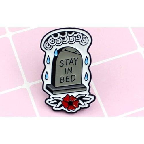 XEDZ Live in Bed Personality Creative Cartoon Raindrop Stele Sculpture Brooch Denim Shirt Backpack Ornaments