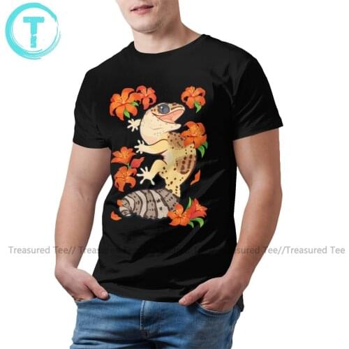 Lizard T Shirt Fire Lily Gecko T-Shirt Cotton Men Tee Shirt Fun Short Sleeves Plus Size Casual Printed Tshirt
