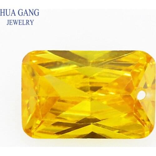 Yellow Loose CZ Stones Single Hole 5A Octangle Shape Cubic Zirconia Stone For Jewelry Making Size 4x6~15x20mm High Quality CZ